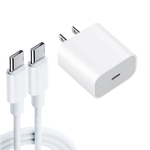 Caricabatterie da viaggio con porta USB-C/Type-C singola PD 20W 2 in 1 + set di cavi dati a ricarica rapida da USB-C/Type-C a USB-C/Type-C 3A PD 3.0, lunghezza cavo: 1 m, spina USA, 20W 1m
