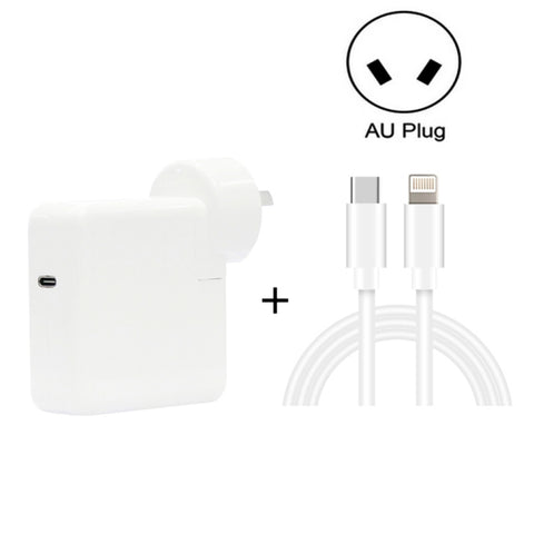 Caricabatterie da viaggio USB-C/Type-C 2 in 1 PD3.0 da 30 W con piedino staccabile + set di cavi dati a ricarica rapida PD3.0 3A USB-C/Type-C a 8 pin, lunghezza cavo: 1 m, spina AU, 1m