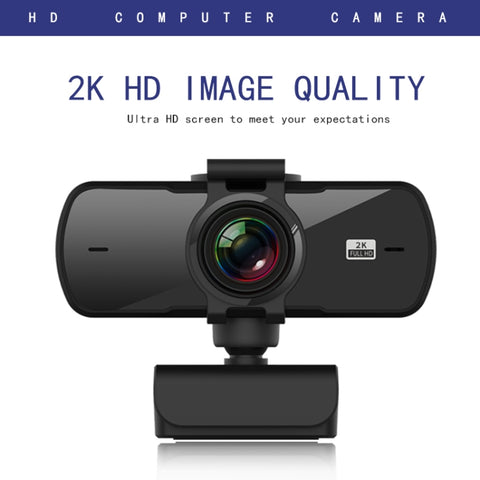 Webcam 2K Full HD C5 con Autofocus, Rotazione 360°, Microfono