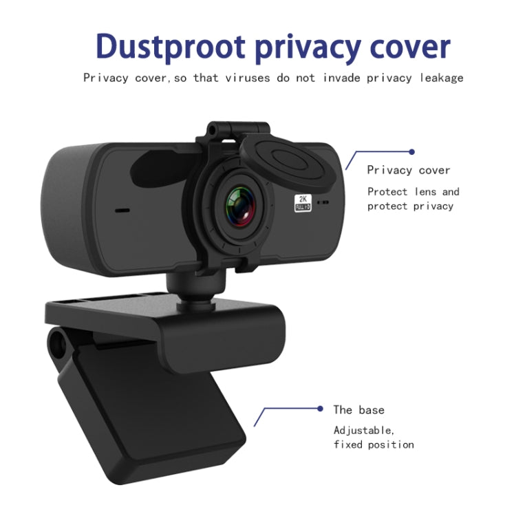 C5 2K Full HD Webcam with Auto Focus and Mic for Streaming