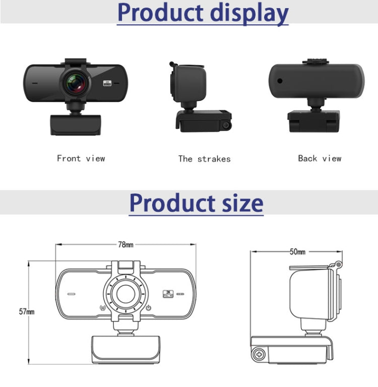 C5 2K Full HD Webcam with Auto Focus and Mic for Streaming