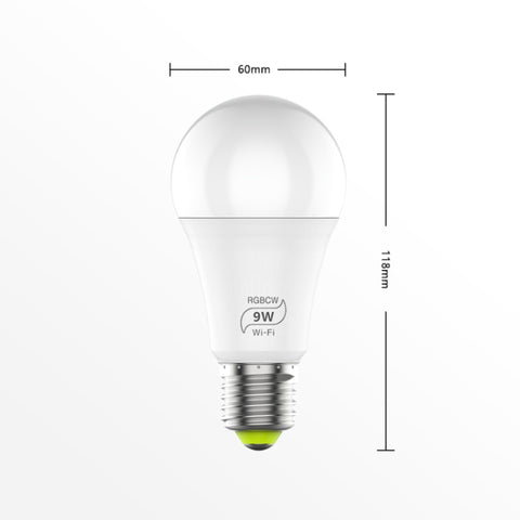 Lampe LED intelligente WIFI E27 RGBCW de 9 W. Lampe pour automatisation domestique intelligente sans fil, 220V