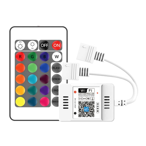 Striscia LED con uscita a 2 vie APP Controller Smart Wifi LED RGB con telecomando IR 24 tasti, 5-24 V