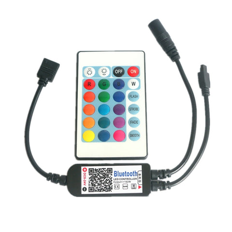 Controller LED RGB Bluetooth con controller a infrarossi a 24 tasti per striscia LED 5630 5050 3528 2835, DC 5-24V