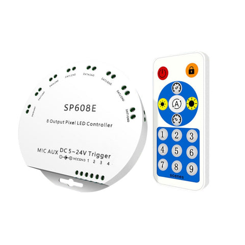 SP608E Kit controller LED Bluetooth con controllo APP mobile con uscita doppio segnale per WS2812B WS2811 1903 1804 Pixel LED Strip, DC5V~24V