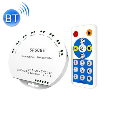 SP608E Kit controller LED Bluetooth con controllo APP mobile con uscita doppio segnale per WS2812B WS2811 1903 1804 Pixel LED Strip, DC5V~24V