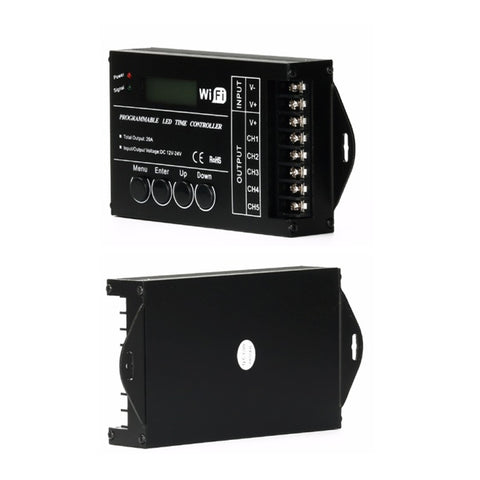 TC421 Controller temporale LED RGB programmabile 5CH WiFi 20A per acquario, acquario, crescita delle piante, DC 12-24V