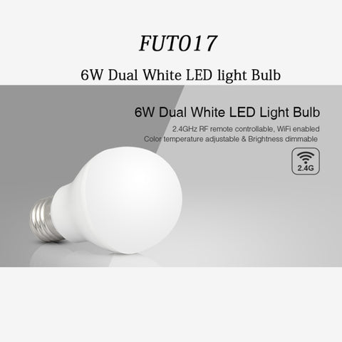 FUT017 Lampadina LED doppia bianca 6W 2.4GHZ RF controllabile Wifi abilitato CCT Luminosità regolabile dimmerabile
