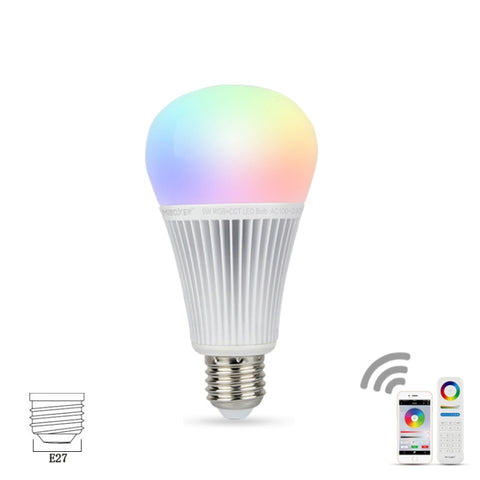 FUT012 E27 9W RGB + CCT Lampadina LED 100V-240V Lampadina intelligente con telecomando a colori WiFi 2.4G Wireless
