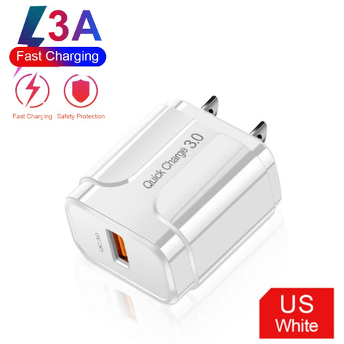 18W QC 3.0 USB Portable Travel Charger with 8 Pin Cable