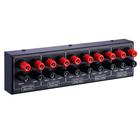 Distributeur d'amplificateur audio haut-parleur avec 1 entrée et 4 sorties, son puissant sur 4 zones, panneau de distribution du signal, entrée audio unique, 300 W par canal, B030