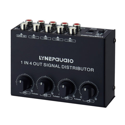 Amplificateur de signal stéréo antérieur 1 entrée et 4 sorties, réglage du volume de sortie indépendant, interface RCA, allocateur sans perte, colonne américaine, B029