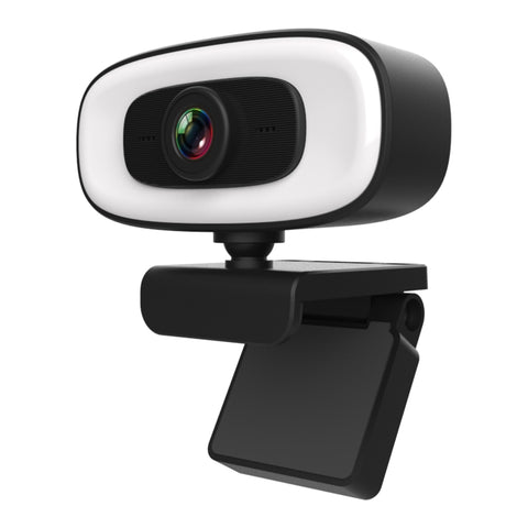 Webcam C10 2K HD con Rotazione 360°, Luce di Riempimento Regolabile,
