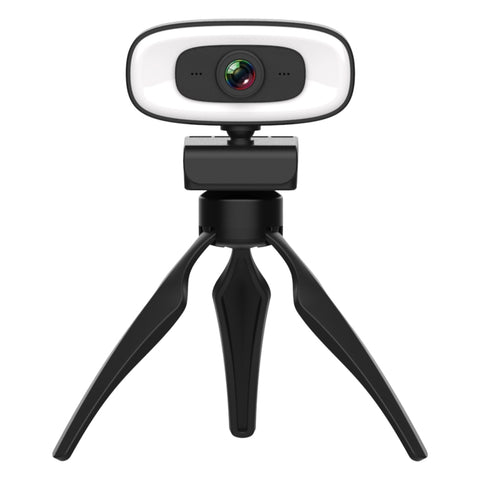 Webcam C10 2K HD con Rotazione 360°, Luce di Riempimento Regolabile,