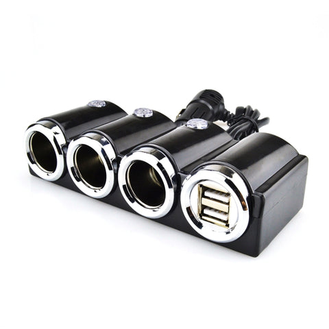 Adaptateur à 3 prises pour batterie de voiture avec double port USB pour prise d'accessoires de voiture, 1503