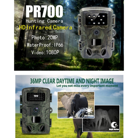 Caméra vidéo PR700 1080P pour la chasse à la faune sauvage Caméra vidéo pour la vision nocturne activée par le mouvement pour déclencher la numérisation pour le suivi extérieur, PR700