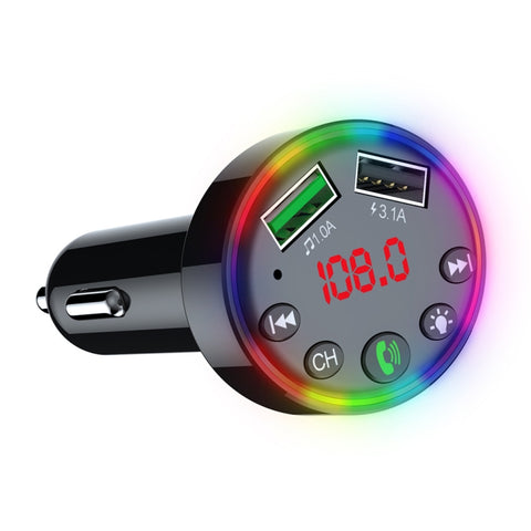 F9 Lecteur modulateur MP3 pour lecteur audio de voiture Vivavoce Kit sans fil pour transmetteur automatique FM avec lecteur rapide double USB, F9