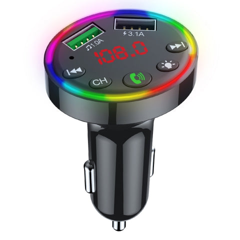 F9 Lecteur modulateur MP3 pour lecteur audio de voiture Vivavoce Kit sans fil pour transmetteur automatique FM avec lecteur rapide double USB, F9
