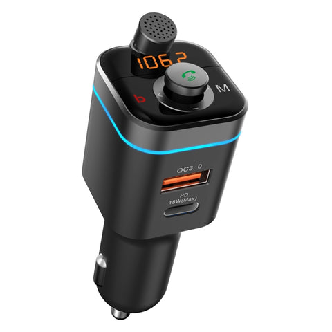 C72 Lecteur MP3 pour voiture Lecteur de musique FM PD18W Lecteur pour voiture USB-C Lecteur musical pour téléphone, C72