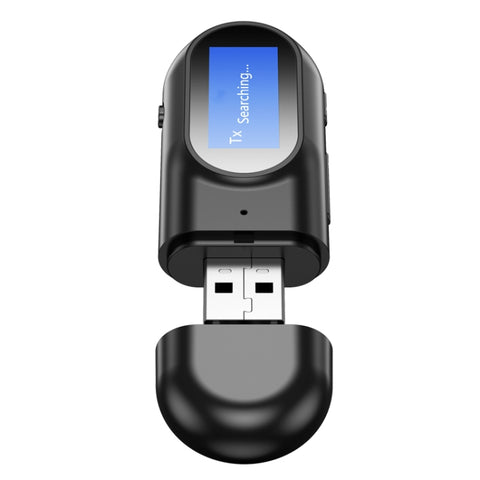 Transformateur de vitesse USB Bluetooth 5.0 T17, adaptateur audio 2 en 1 avec écran LCD pour PC TV voiture 3,5 mm AUX, v5.0