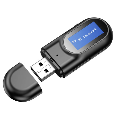 Transformateur de vitesse USB Bluetooth 5.0 T17, adaptateur audio 2 en 1 avec écran LCD pour PC TV voiture 3,5 mm AUX, v5.0