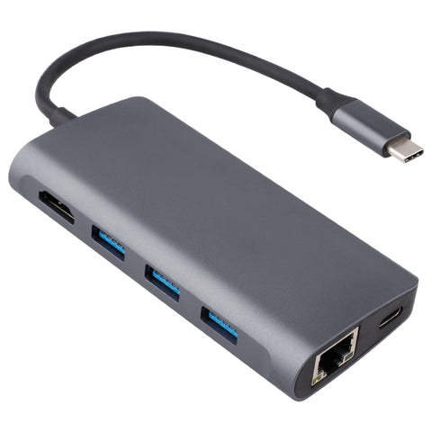 Adattatore HUB da tipo C a HDMI 8 in 1 + USB 3.0 x 3 + RJ45 + PD + slot per scheda SD/TF