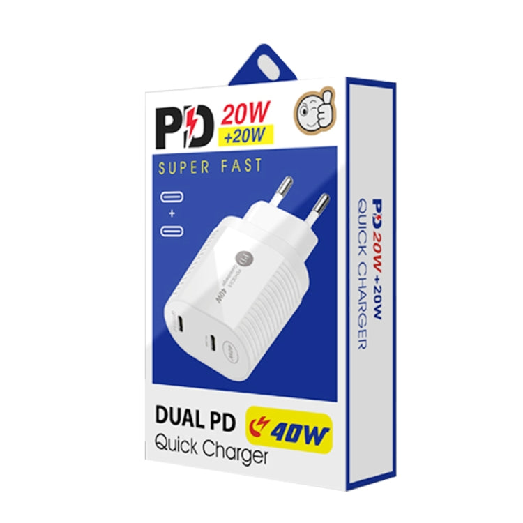 40W Dual Port Type-C Fast Charger with Data Cable