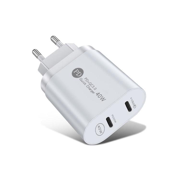 40W Dual Port PD Type-C Fast Charger for iPhone & iPad