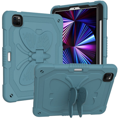 Étui pour tablette en pur couleur PC + silicone antigoccia avec support de farfalla et fente pour penna pour iPad Pro 11 2018 et 2020 et 2021 et Air 2020 10.9 (Verde scuro), pour iPad Pro 11 2018 &amp; 2020 &amp; 2021