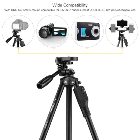 YUNTENG VCT-6808 Supporto per treppiede con staffa multitelefono con testa a sfera e telecomando, VCT-6808