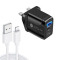 Fast Charger PD25W USB-C & QC3.0 Dual Ports with Cable
