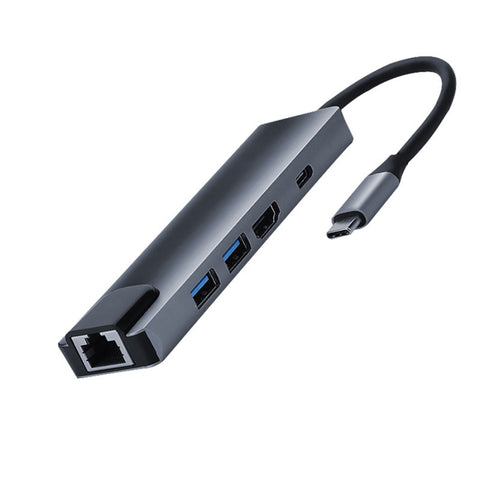 adattatore-usb-tipo-c-5-in-1-con-rj45-2-usb-3-0-pd-e-hdmi - immagine 2