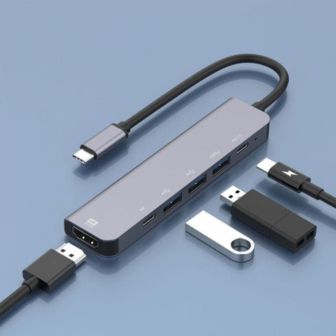 Adattatore HUB per docking station 6 in 1 da tipo C a HDMI + PD + tipo C + USB 3.0 + USB 2.0 x 2