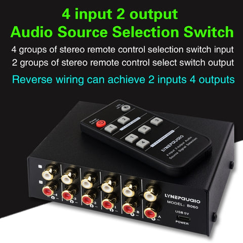 Dispositif de commutation du signal audio RCA 4 entrées 2 prises / 2 entrées 4 prises avec télécommande