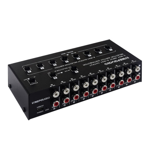 Distributeur de l'interrupteur de sélection du signal de fréquence audio RCA à 2 entrées et 8 sorties, 2 entrées 8 sorties