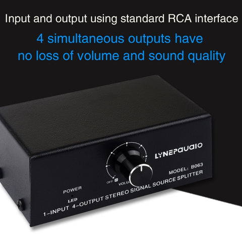 Interface RCA de sortie sans consommation d'appareil de distribution de signal de fréquence audio 1 entrée 4 sorties, 1 entrée 4 sorties RCA Interface