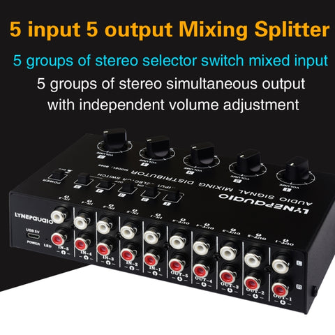Sélection du signal audio 5 entrées et 5 sorties Divers audio Distributeur d'interrupteur indépendant de l'entrée de l'appareil, 5 In 5 Out
