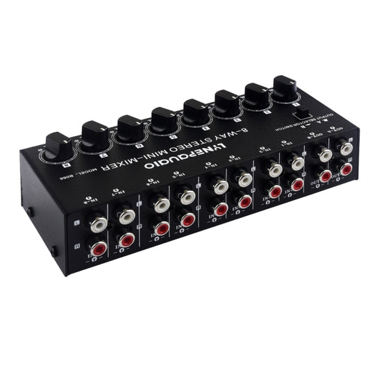 b066-mini-mixer-passivo-audio-stereo-a-8-canali-rca-non-sorgente-senza-alimentazione-8-channel-rca - immagine 1