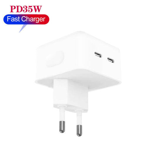 35W Dual USB-C Charger with 8 Pin Cable - Fast Charging USA