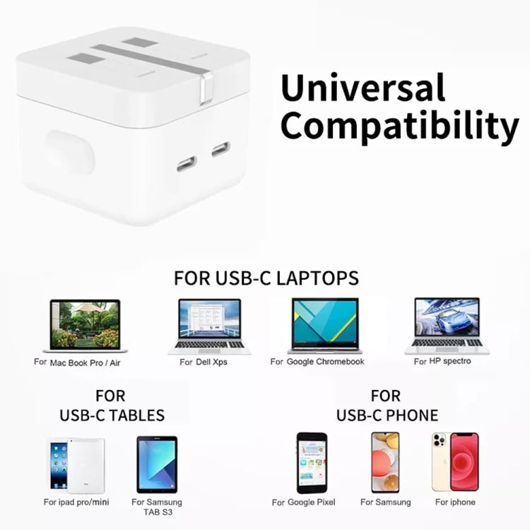 PD 35W Dual USB-C / Type-C Ports Charger with Type-C to 8 Pin Data Cable, UK Plug, UK Plug + 1m 8 Pin Cable, UK Plug + 1.5m 8 Pin Cable                 ...