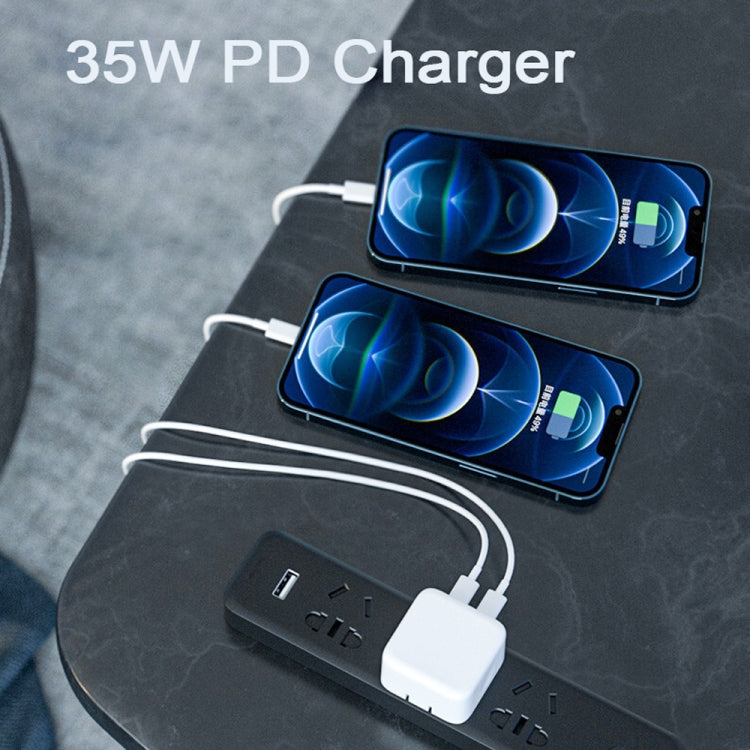 35W Dual USB-C Charger with 8 Pin Cable for Fast Charging