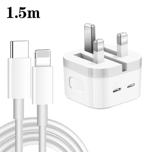 35W Dual USB-C Charger with 8 Pin Cable for Fast Charging