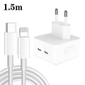 35W Dual USB-C Charger with 8 Pin Data Cable - EU Plug