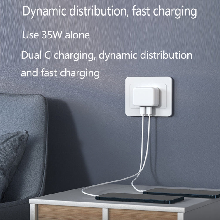35W Dual USB-C Charger with 8 Pin Data Cable - EU Plug