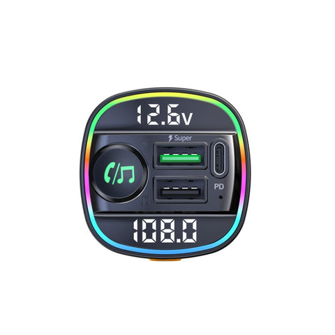 Transmetteur FM Bluetooth 5.0 pour voiture C22 Affichage d'une tension lumineuse à LED QC 3.0 Lecteur PD, C22
