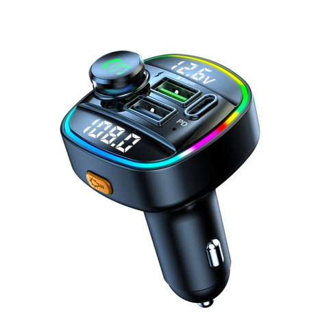 Transmetteur FM Bluetooth 5.0 pour voiture C22 Affichage d'une tension lumineuse à LED QC 3.0 Lecteur PD, C22