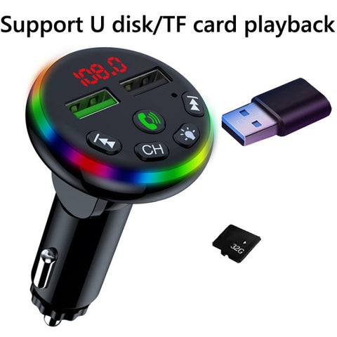 F13 Lecteur pour smartphone pour voiture Chiamate in vivavoce 5.0 Lecteur Bluetooth-MP3 Lecteur FM sans fil pour voiture, F13