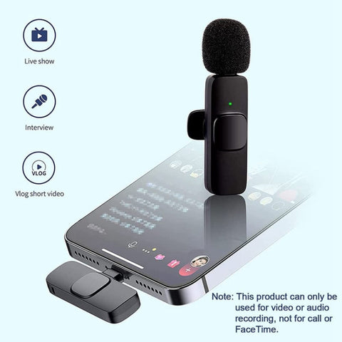 Mini micro live K9 sans fil à clipser avec annulation automatique du bruit pour appareil à 8 broches 2 en 1, K9IP-2