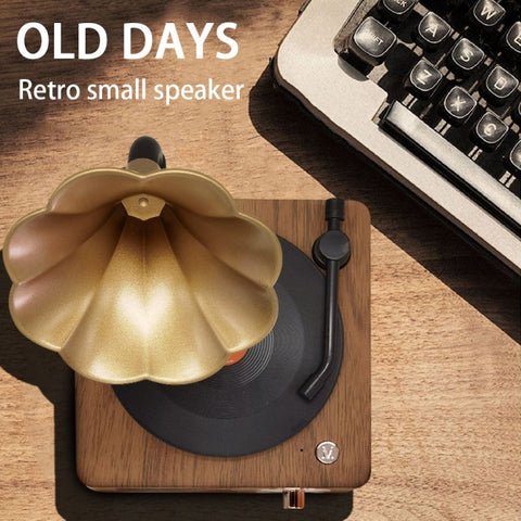 Haut-parleur de table audio sans fil rétro Bluetooth atomique en vinyle T15, couleur bois