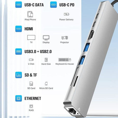 Adattatore Multiporta USB-C 8 in 1 con HDMI 4K e Lettore Schede per